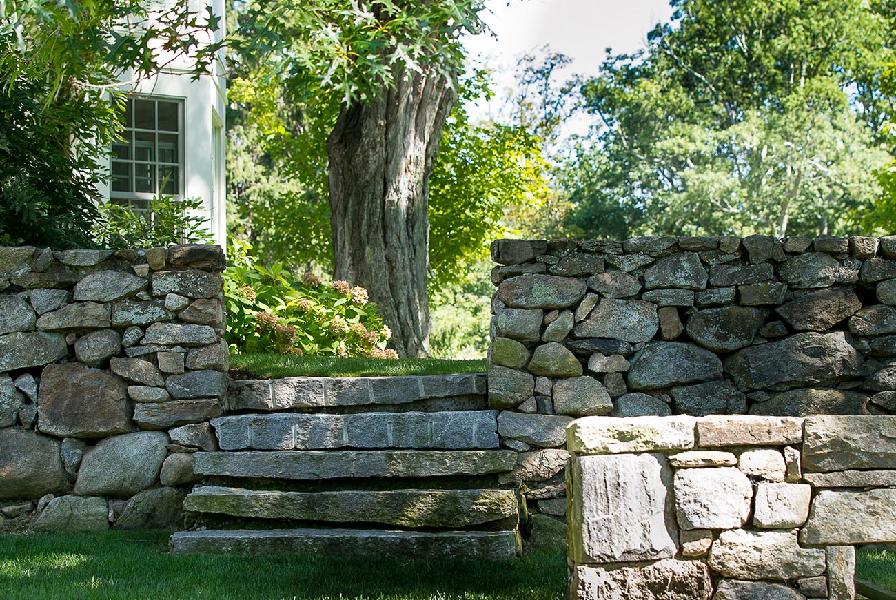 The LaurelRock Company - Residential Landscaping in Wilton CT - High Meadow Farm - Stone Walls and Masonry